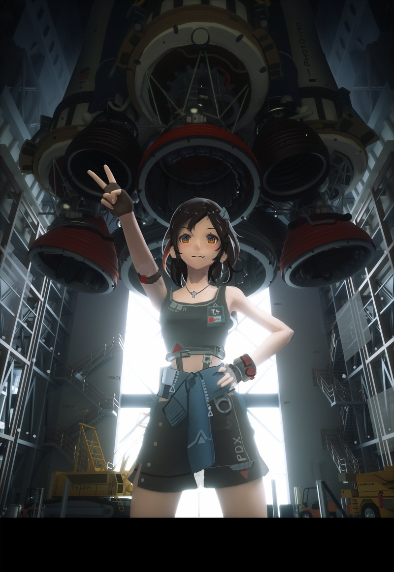 rocket, T5, science fiction, 2K, anime girls