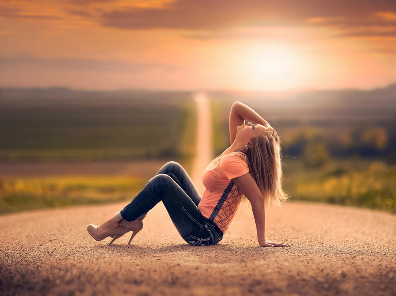 stone, t, road, girl, shirt, bokeh, s, wash, crew, denim, jeans, neck, pink, space, black, women, 1080P