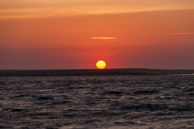 sunlight, Image, pyla, sea, d, banc, ocean, Sunrise, nature, summer, waves, red, Banc darguin, Océan, 5K, Atlantique, Banc du, yellow, Arcachon, beach