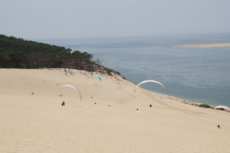 large group of people, mountain, tranquility, paraglider, pilat, dune, beach, you, atlantic coast, environment, sand dune, motion, france, sea, dune you pilat