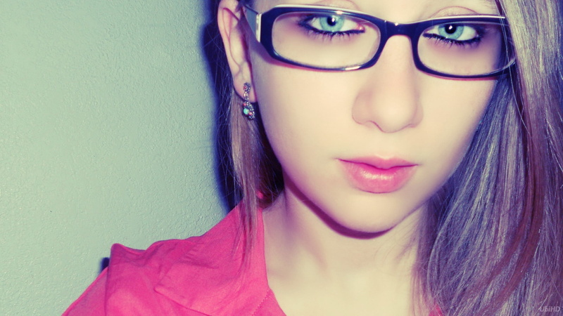 amateur, 1080P, blue eyes, overexposed, long hair, model, brunette, women with glasses, glasses, face, women
