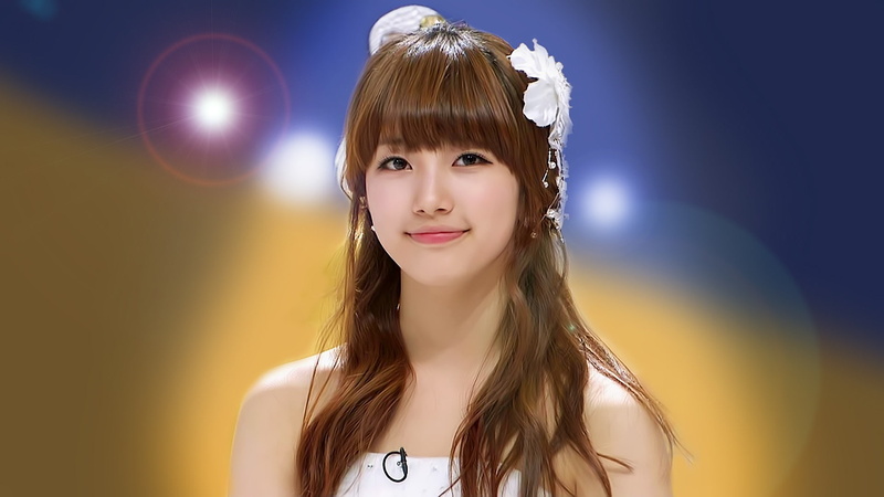 long hair, headshot, white, girls, suzy, korean, bangs, hair, smiling, hd, beauty, front view, sleeveless, top, one person, lifestyles, 1080P, beautiful woman
