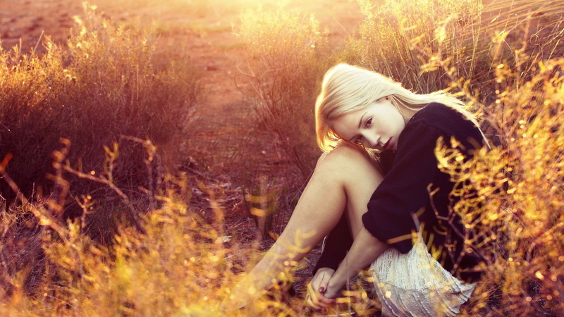 leisure activity, contemplation, young adult, women, sunlight, lifestyles, blond hair, forest, outdoors, nature, women outdoors, blonde, tree, hairstyle