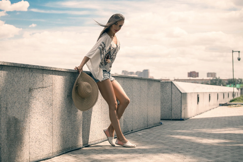 portrait, legs, women, straw hat, 1080P