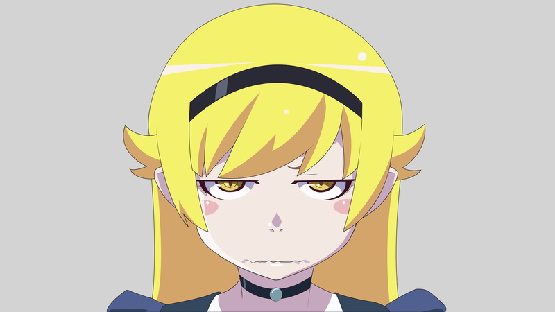 Unimpressed, front view, one person, yellow eyes, character, males, looking at camera, human body part, studio shot, yellow hair, headshot, Oshino Shinobu