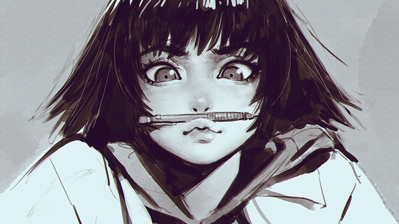 monochrome, gray, Ilya Kuvshinov, drawing, 1080P