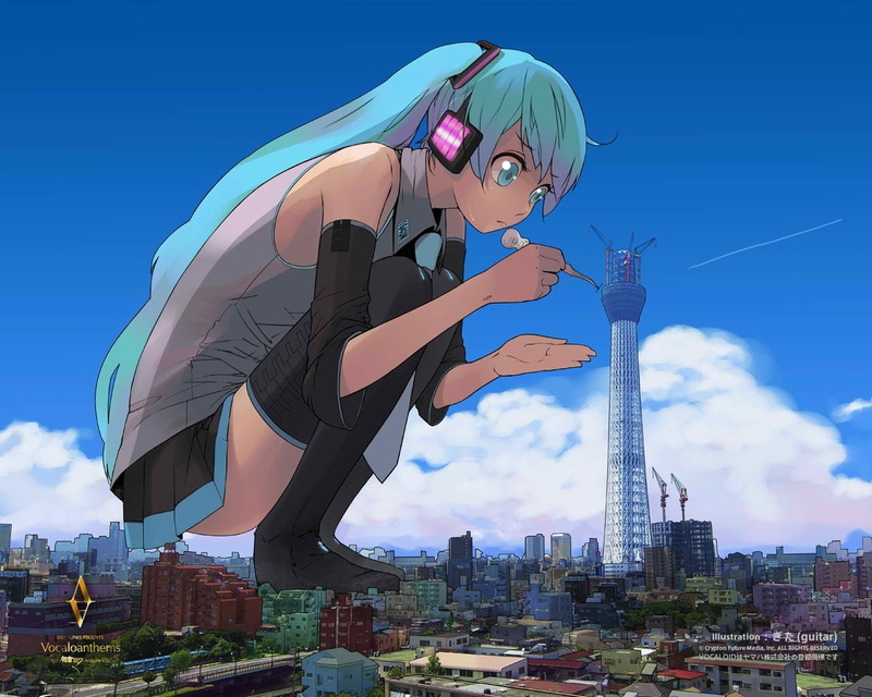 720P, art, vocaloid, miku, hd, woman, twintails, women, hatsune, detached, giant, sleeves, anime, hot