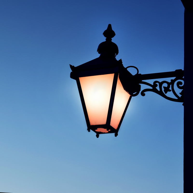 old, streetlight, street, illumination, electric lamp, lighting equipment, vintage, lantern, outdoor, 2K, wrought iron, blue, electric light, low angle view