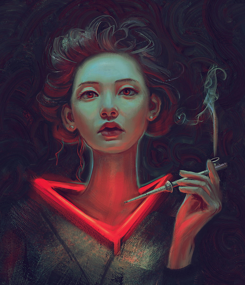 painting, Mandy Jurgens, young women, human face, looking at camera, beautiful woman, indoors, 2D, artwork, young adult, fashion, make-up, illustration