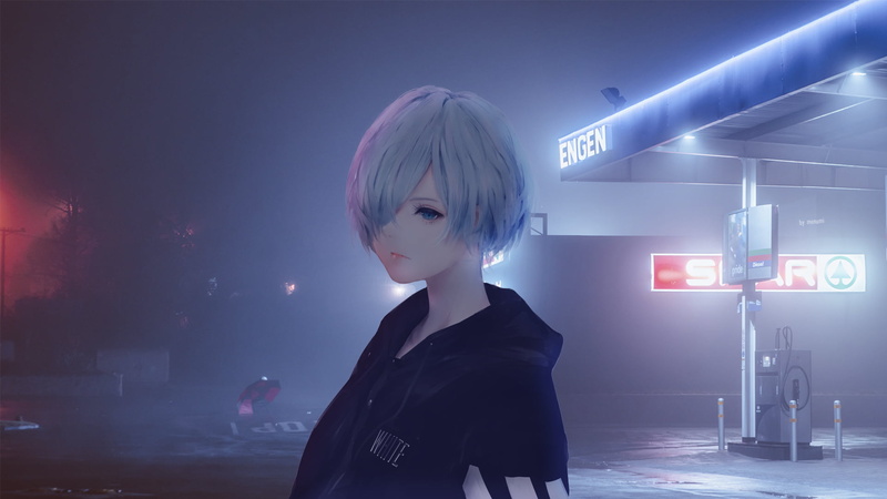 digital composite, illuminated, looking, Tokyo Ghoul, Aoi Ogata, one person, waist up, white, young adult, communication, illustration, haired, standing