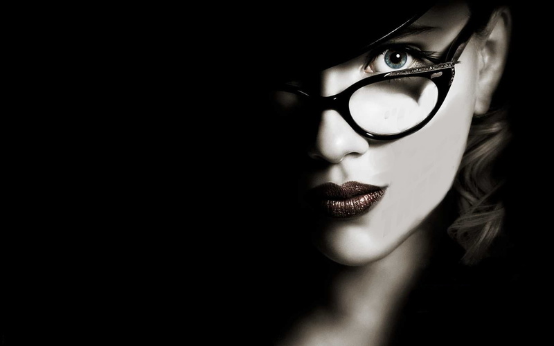 glasses, framed, s, beauty, lifestyles, one person, eyeglasses, cat, headshot, adult, Scarlett Johansson, copy space, young adult, make-up, human face