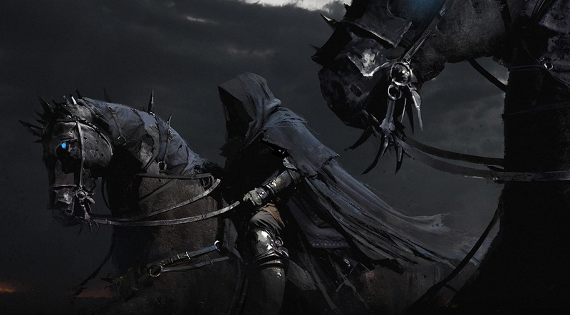horsemen black, night, horses, cloak, 1080P