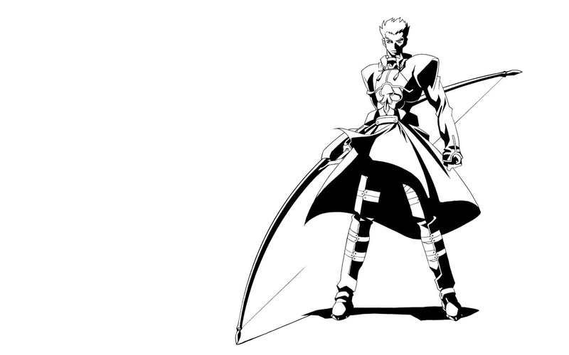 young adult, silhouette, copy space, arms, adult, white background, black And White, weapon, full length, shoe, 720P, anime, men, nature, illustration