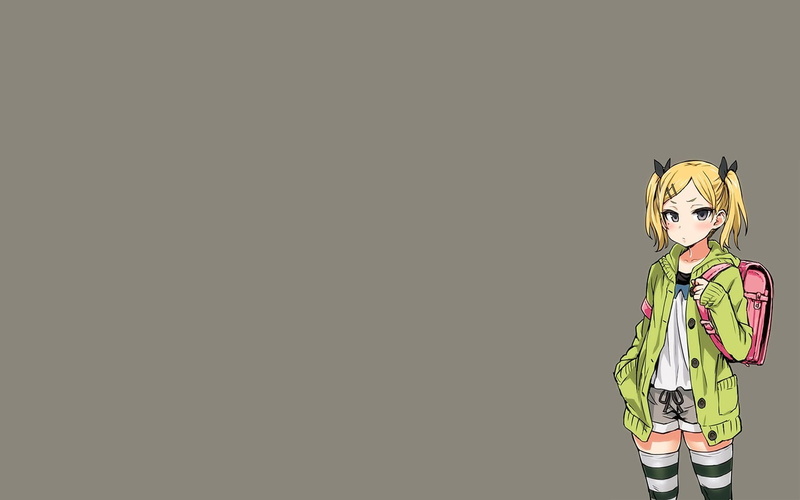 halloween, standing, 720P, indoors, bag, anime, black background, thigh-highs, horror, human representation, human skeleton, anime girls, Yano Erika, fear