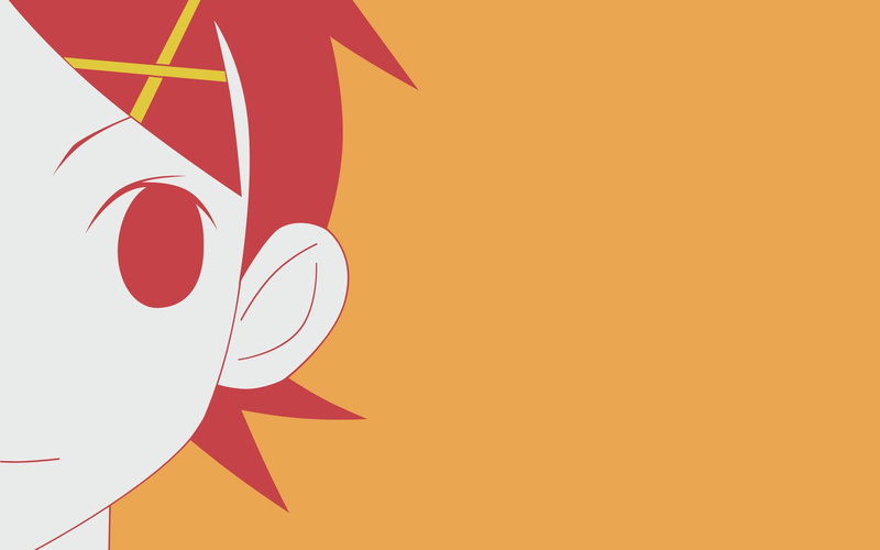 sayonara, short, pins, sensei, red, simple, fuura, polychromatic, anime, redheads, pale, girls, zetsubou, background, eyes, orange, kafuka, hair, 1080P