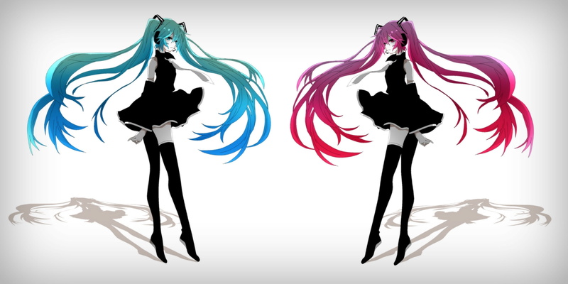 blue, miku, pin, tie, vocaloid, headphones, 2K, shadows, long, skirts, girl, people, hd, hatsune, redheads, art, hair