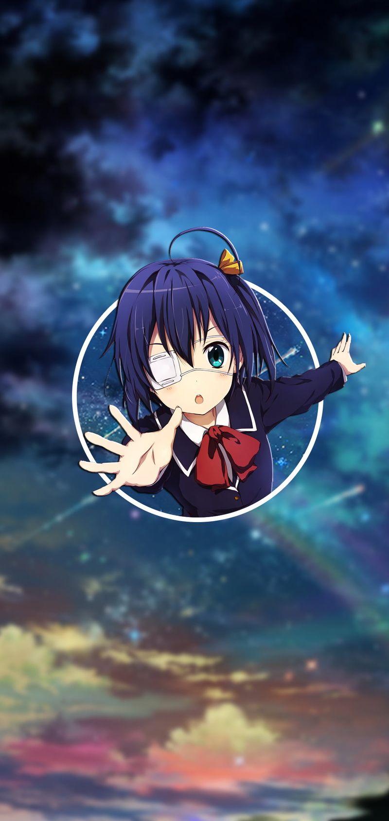 1080P, render in shapes, purple hair, anime, Chunibyo demo Koi ga Shitai!, anime girls, phone, Takanashi Rikka