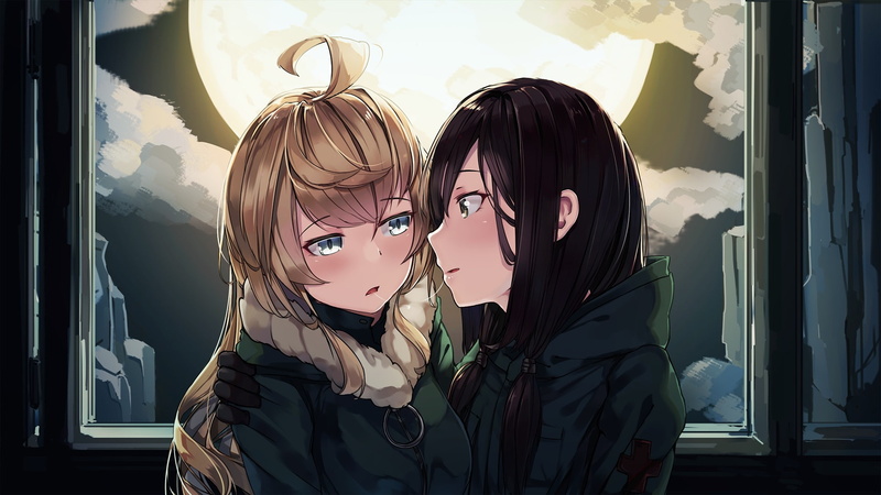 shuumatsu, blonde, ryoukou, 255331, com, shoujo, youkai, hair, yuuri, clouds, black, uniform, 1080P, natori, military, konachan, sky, chito, moon, long