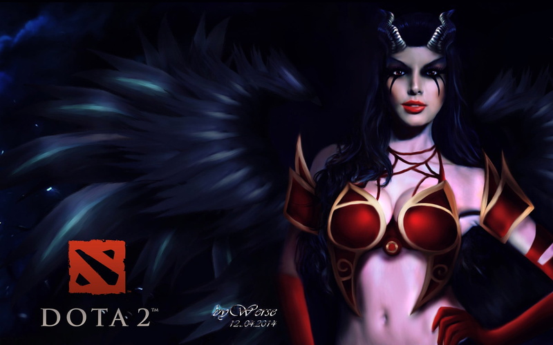 young adult, witch, video games, adult, clothing, waist up, one person, mystery, representation, studio shot, Queen of Pain, Dota 2, front view, succubus