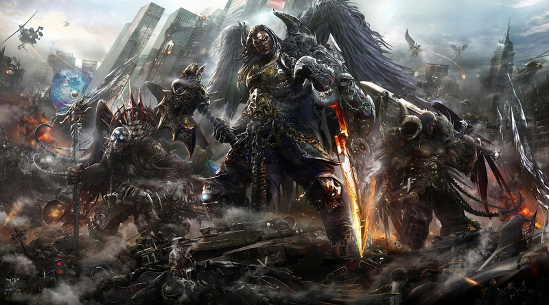 demons, games, art, Magic, 1080P, armor, warriors, monsters, battle, wings, fantasy, weapons