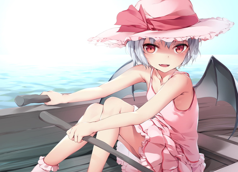 clothing, one person, white hair, young women, leisure activity, women, lifestyles, hairstyle, loli, Remilia Scarlet, fashion, sea, 720P, portrait, water