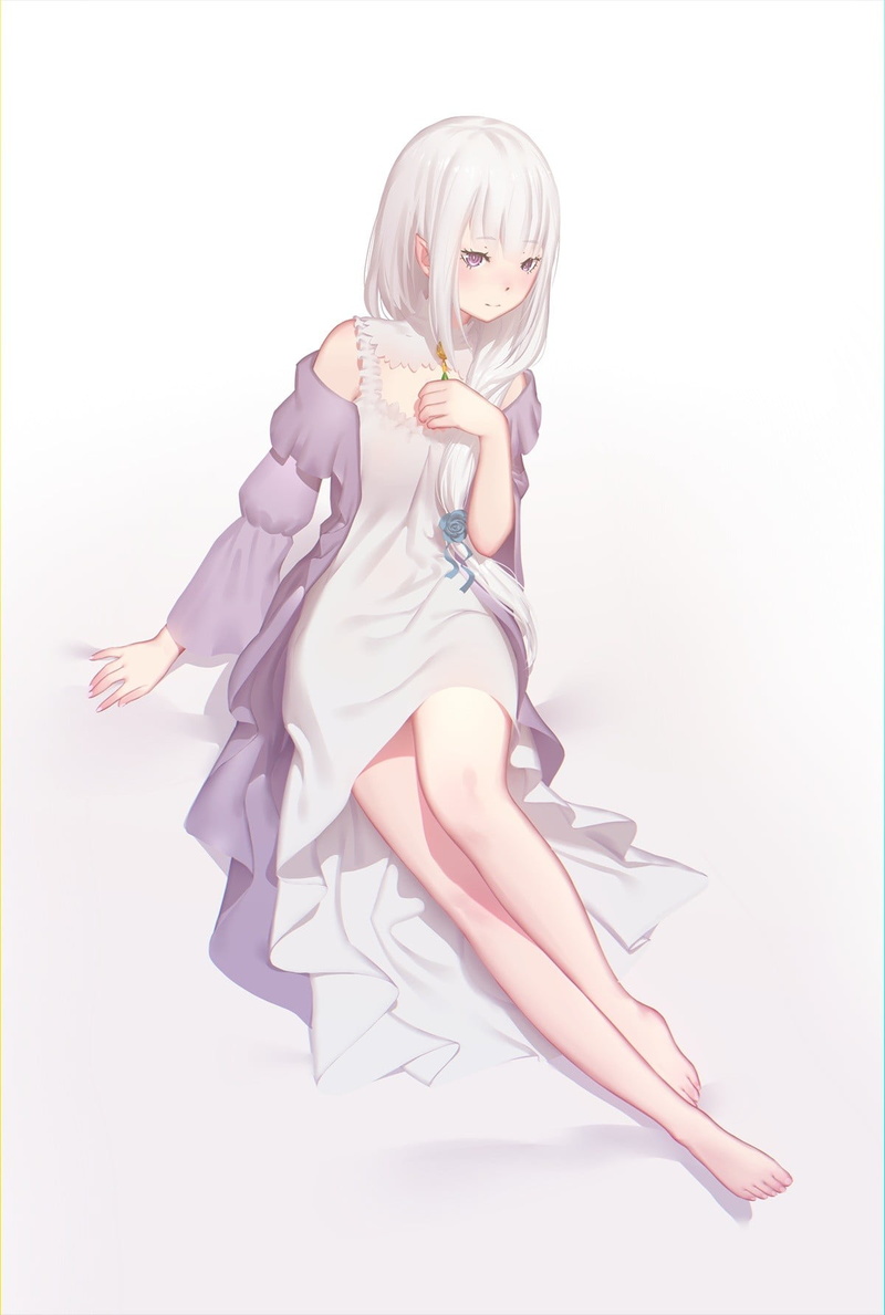 white background, white hair, beautiful woman, anime girls, female, beautiful people, one person, dress, women, character, blond hair, 720P