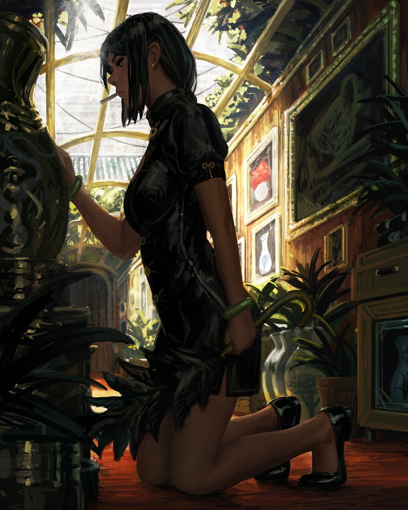 GUWEIZ, anime girls, Bad guys, original characters, 4K, anime