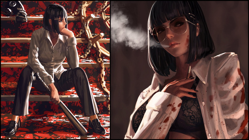 mix up, original characters, ispan74, anime girls, Bad guys, 2K, GUWEIZ