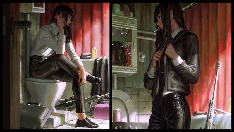 original characters, 2K, Bad guys, anime girls, GUWEIZ