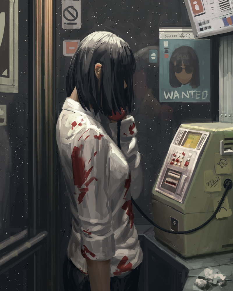 Bad guys, telephone, artwork, GUWEIZ, 2K, phone box, digital art