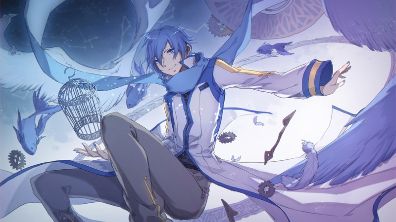 1080P, purple, group, representation, Anime, cold temperature, reflection, blue, still life, Vocaloid, no people, snow, nature, Kaito (Vocaloid), backgrounds