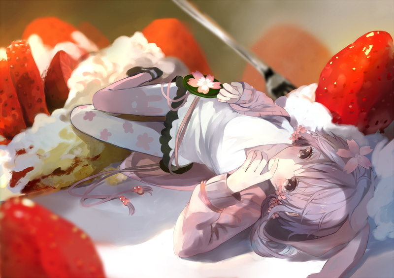 1080P, Yuzuki Yukari, strawberries, Vocaloid