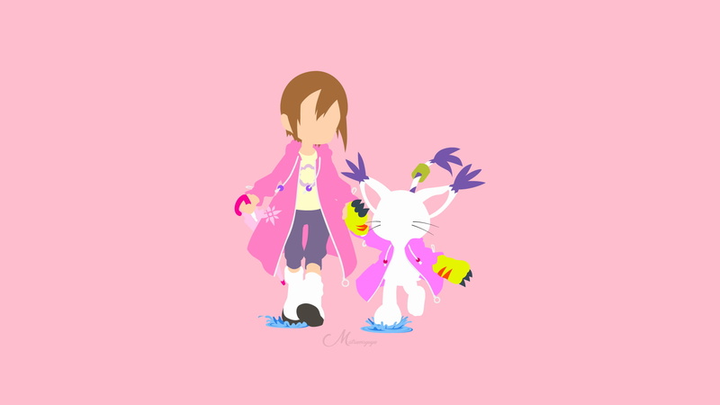 Minimalist, Tailmon (Digimon), Digimon, Vector, 1080P, Hikari Yagami
