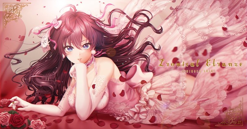 eyes, blue, 2K, (jun0512), dress, shiki, flowers, rose, 262276, konachan, idolmaster, akapii, brown, long, ribbons, gloves, elbow, ichinose, com, hair