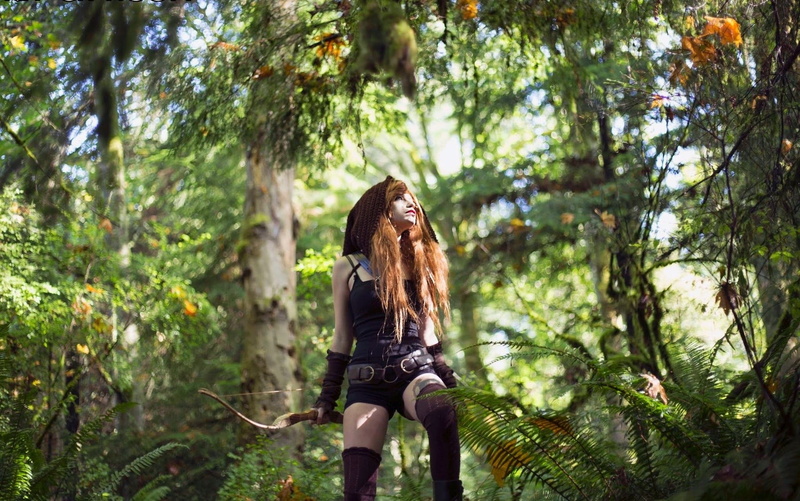 women outdoors, plant, leisure activity, one person, real people, forest, outdoors, woodland, young adult, adult, fantasy art, casual clothing, Katrina Wilkinson
