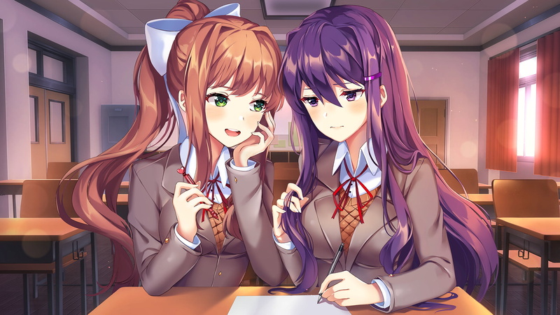 Doki Doki Literature Club, 1080P, Yuri (Doki Doki Literature Club), Monika (Doki Doki Literature Club), DDLC