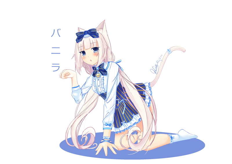 Girl, Nekopara, Vanilla (Nekopara), Blush, 2K, White Hair, Anime, Animal Ears, Blue Eyes
