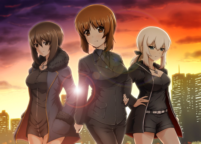 art and craft, 720P, three quarter length, illuminated, outdoors, people, creativity, female likeness, nature, togetherness, real people, Nishizumi Maho