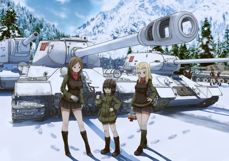 Maho Nishizumi, Erika Itsumi, Girls und Panzer, Nonna (Girls und Panzer), Katyusha (Girls und Panzer), 1080P, Anime, Clara (Girls und Panzer)