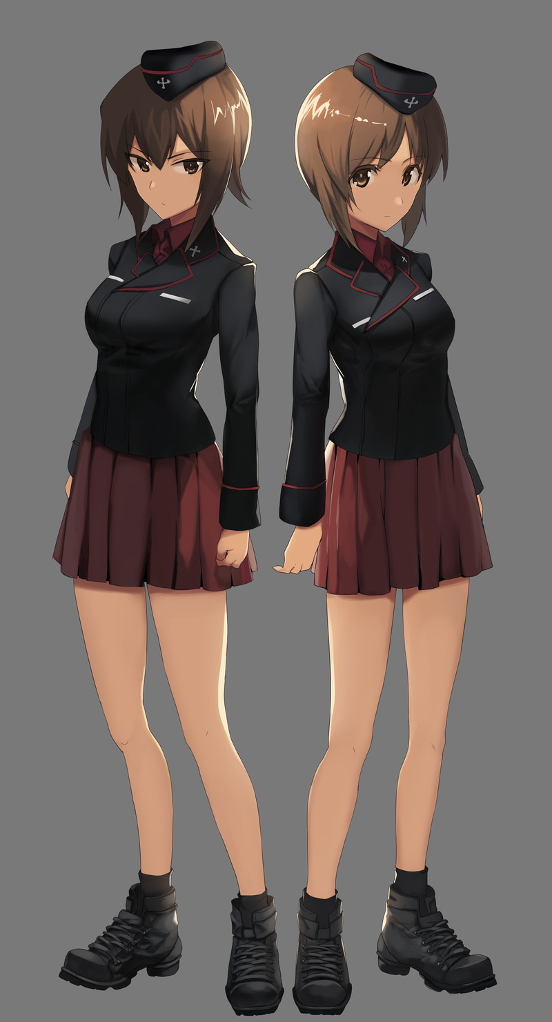 young men, anime, arts culture and entertainment, 2K, Nishizumi Miho, shoe, Nishizumi Maho, Girls und Panzer, young adult, anime girls, studio shot, standing