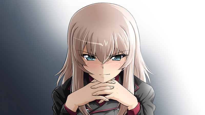 1080P, gray hair, long hair, Girls und Panzer, Itsumi Erika, anime, anime girls