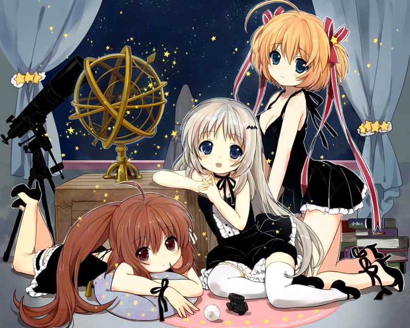 rin, busters, girls, stars, jamijami, kudryavka, natsume, noumi, komari, dress, 720P, kamikita, thighhighs