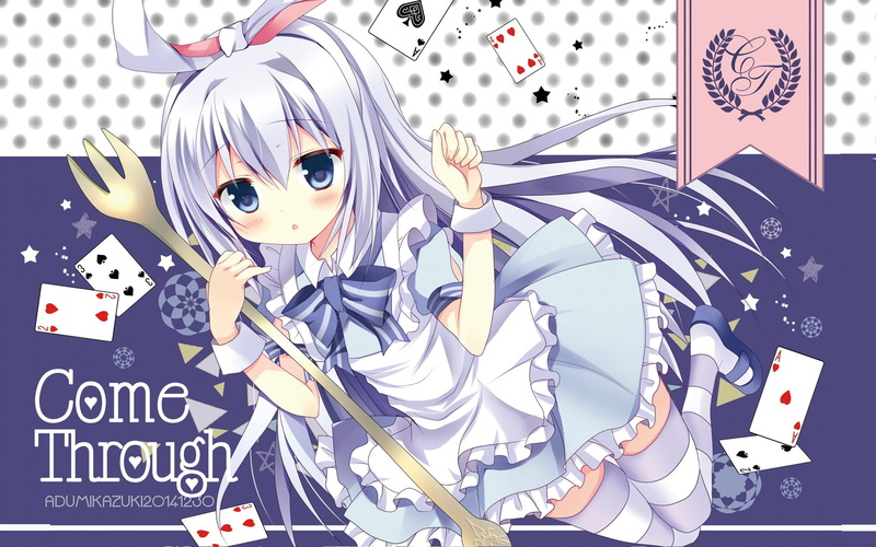 thighhighs, usagi, hair, dress, kafuu, 1080P, chino, wonderland, gochuumon, long, cosplay, azumi, desu, alice, ka-, kazuki