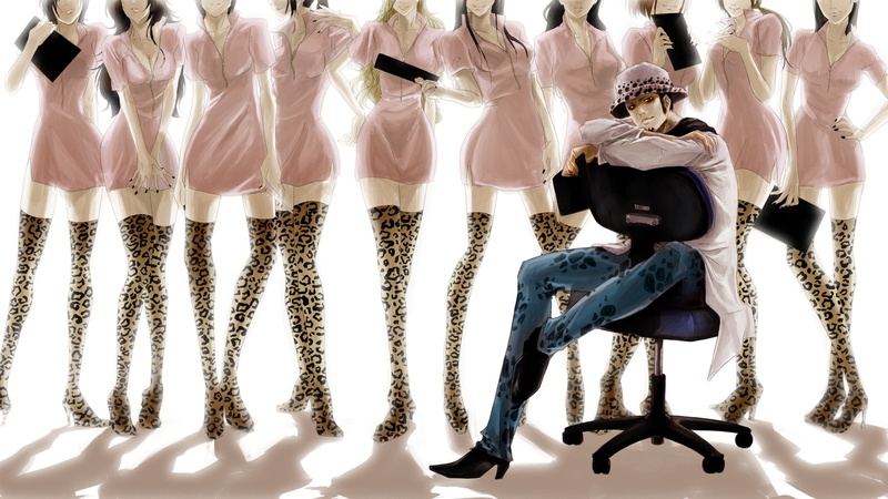 PINK, 1080P, women, high, leopards, anime, thighhighs, hd, art, one, heels, piece, x