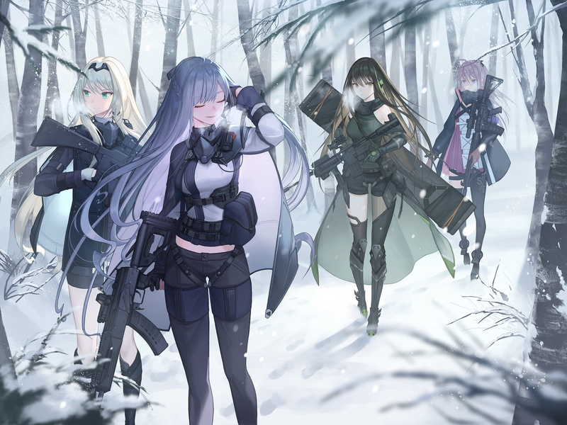 girls with guns, anime, m4a1 (girls frontline), anime girls, 2K, Girls Frontline, AR15 (Girls Frontline)