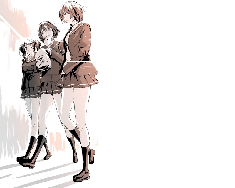 two people, technology, shorts, women, Amagami SS, anime girls, real people, studio shot, white background, copy space, Nanasaki Ai, men, Nakata Sae, adult