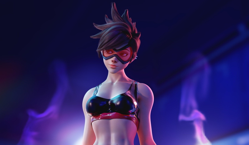 pretty, brunette, agent, game, Overwatch, Tracer, bishojo, seifuku, 1080P, girl