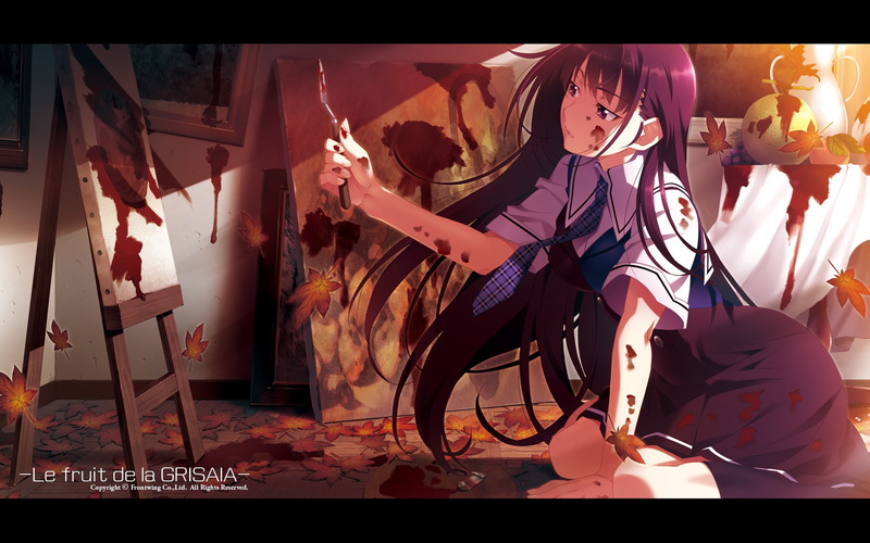 sakaki, hair, long, 1080P, tie, leaves, watanabe, yumiko, kajitsu, akio, seifuku, grisaia