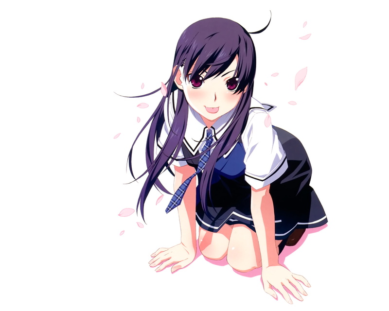 kajitsu, petals, hair, tie, yumiko, seifuku, grisaia, watanabe, sakaki, meikyu, 1080P, long, akio, white