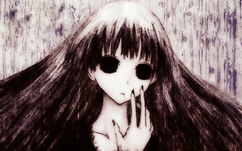 sunako, kirishiki, 1080P, vampire, monochrome, shiki, goth loli